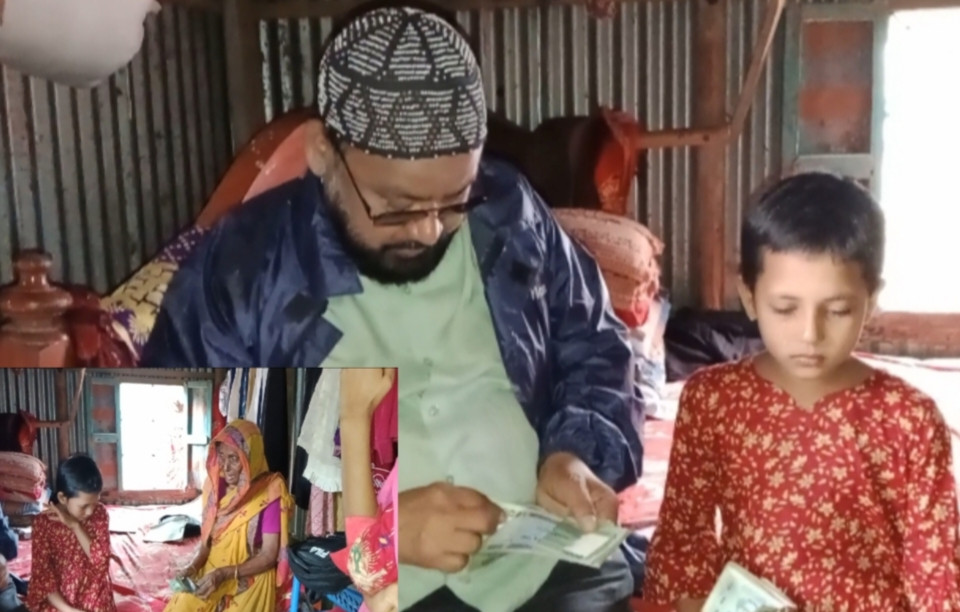 বোয়ালমারীতে মা-বাবাহীন তিন এতিম মেয়ের পাশে আমিনা মামুন ফাউন্ডেশন