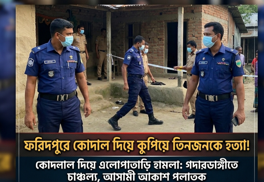 ফরিদপুরে এলোপাতাড়ি কুপিয়ে তিনজনকে হত্যা, গুরুতর আহত ১, আসামি পলাতক